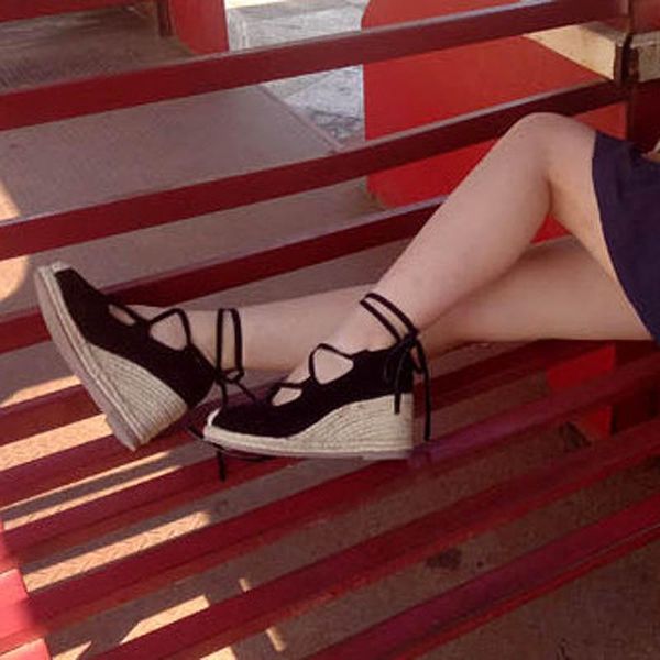 dress shoes vintage flock round toe cross-tied gladiator wedges for women fashion middle height 7 cm pumps size 33-40 ladies rome, Black
dress shoes vintage flock round toe cross-tied gladiator wedges for women fashion middle height 7 cm pumps size 33-40 ladies rome, Black