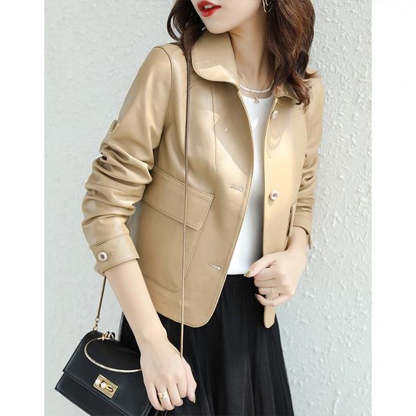 women's leather & faux shzq sheepskin coat small man jacket korean short wear spring and autumn 2021 trend, Black
women's leather & faux shzq sheepskin coat small man jacket korean short wear spring and autumn 2021 trend, Black