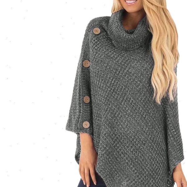 womens knitted sweater turtleneck poncho button flare long sleeve irregular hem pullover sweaters jumper winter clothes trui, White;black
womens knitted sweater turtleneck poncho button flare long sleeve irregular hem pullover sweaters jumper winter clothes trui, White;black