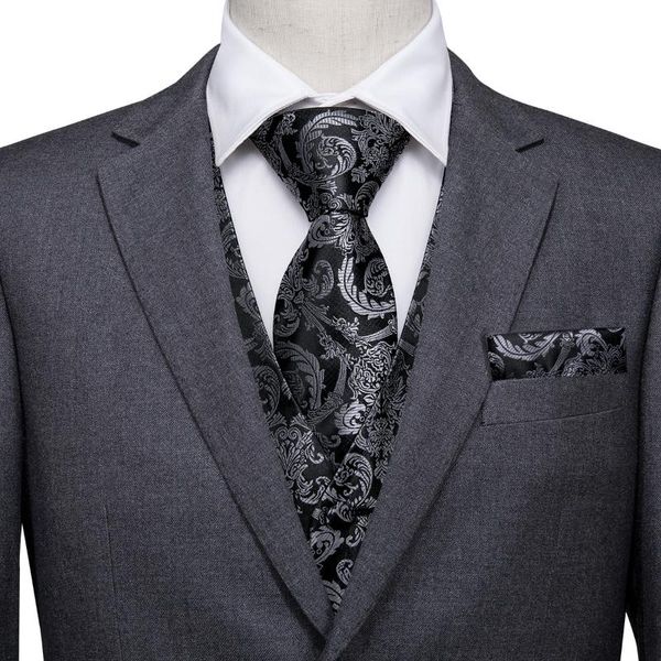 men's vests hi-tie luxury black paisley suit vest man ganster wedding party silk tie pocket square cufflinks set waistcoat, Black;white
men's vests hi-tie luxury black paisley suit vest man ganster wedding party silk tie pocket square cufflinks set waistcoat, Black;white