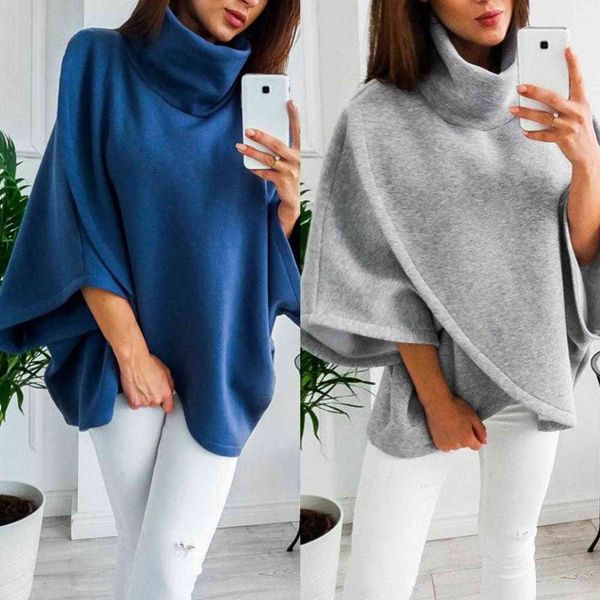 new sudadera mujer fashion women high neck batwing crossed poncho winter warm coat cloak cape fashion h1123, Blue;gray
new sudadera mujer fashion women high neck batwing crossed poncho winter warm coat cloak cape fashion h1123, Blue;gray