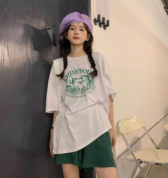 women's t-shirt loose bottoming shirt summer personality printing was thin casual tide shaving women round neck, White
women's t-shirt loose bottoming shirt summer personality printing was thin casual tide shaving women round neck, White