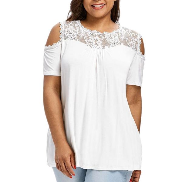 women's blouses & shirts fashion womens plus size casual solid drop cold shoulder strapless lace patchwork decoration short sleeves shi, White
women's blouses & shirts fashion womens plus size casual solid drop cold shoulder strapless lace patchwork decoration short sleeves shi, White