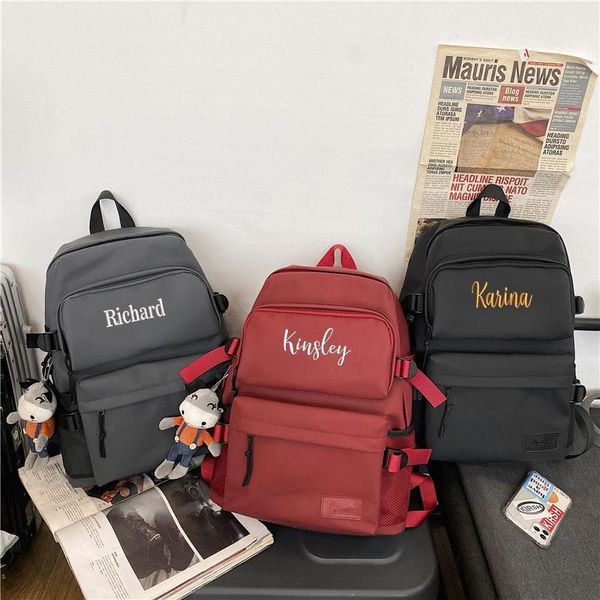 backpack personalized embroidered custom name large-capacity anti-splash water shoulder bag trend simple solid color student
backpack personalized embroidered custom name large-capacity anti-splash water shoulder bag trend simple solid color student