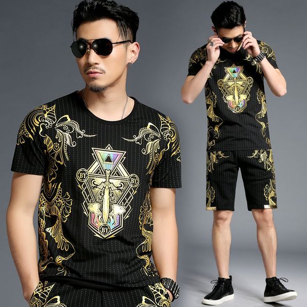 Men's Tracksuits Two Piece Lycra Cotton Trend Gilded Printed Sleeve Summer Casual Suit 15018 / K5018, Black
Men's Tracksuits Two Piece Lycra Cotton Trend Gilded Printed Sleeve Summer Casual Suit 15018 / K5018, Black