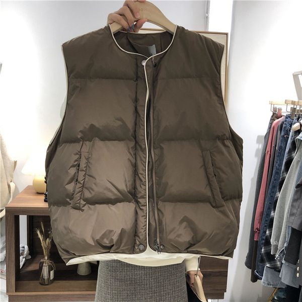 vests south korea 2021 autumn and winter down cotton cotton et vt loose contrast color zipper cardigan et women, Black;white
vests south korea 2021 autumn and winter down cotton cotton et vt loose contrast color zipper cardigan et women, Black;white