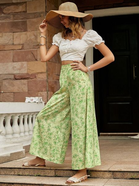 simplee floral print wide leg pants 78lf#, Black;white
simplee floral print wide leg pants 78lf#, Black;white