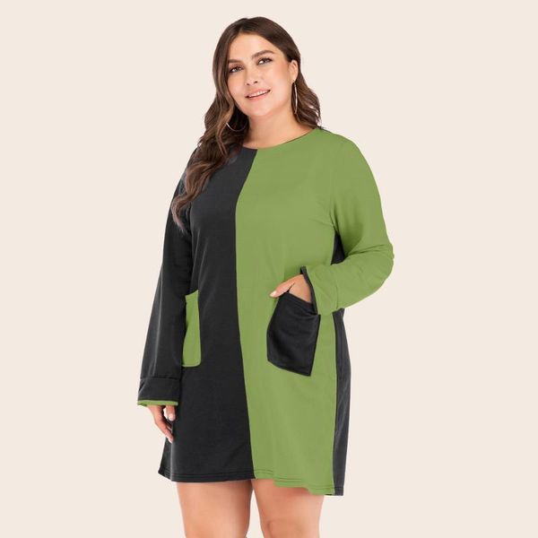casual dresses spring autumn women dress to 4xl plus size loose o-neck contrast color long sleeve mini ta380, Black;gray
casual dresses spring autumn women dress to 4xl plus size loose o-neck contrast color long sleeve mini ta380, Black;gray