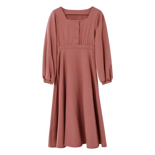 red chiffon solid square collar long lantern sleeve button midi dress mid calf sweet autumn d0603 210514, Black;gray
red chiffon solid square collar long lantern sleeve button midi dress mid calf sweet autumn d0603 210514, Black;gray