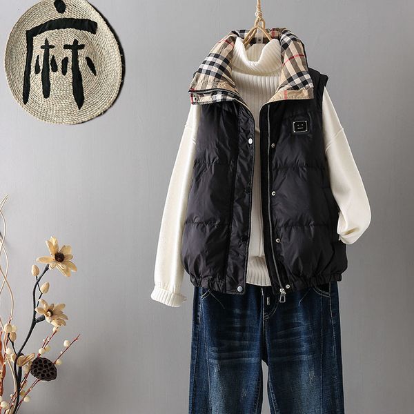 vests 2021 down et women's vt loose smiling face pattern light white duck down waistcoat et, Black;white
vests 2021 down et women's vt loose smiling face pattern light white duck down waistcoat et, Black;white