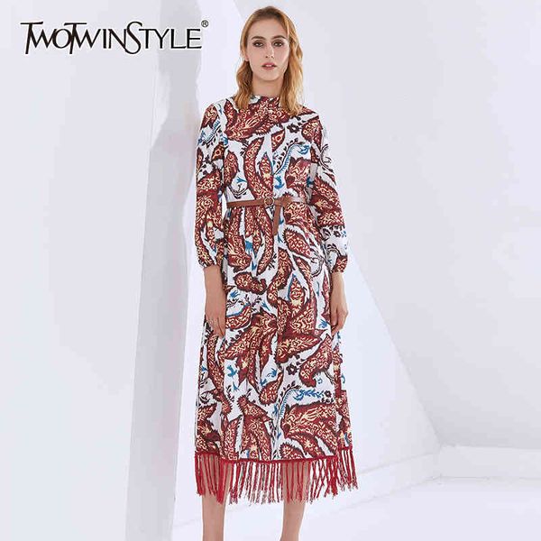 twotwinstyle bohemian printed women's dress stand collar lantern long sleeve tassel high waist sashes midi dresses female 210517, Black;gray
twotwinstyle bohemian printed women's dress stand collar lantern long sleeve tassel high waist sashes midi dresses female 210517, Black;gray