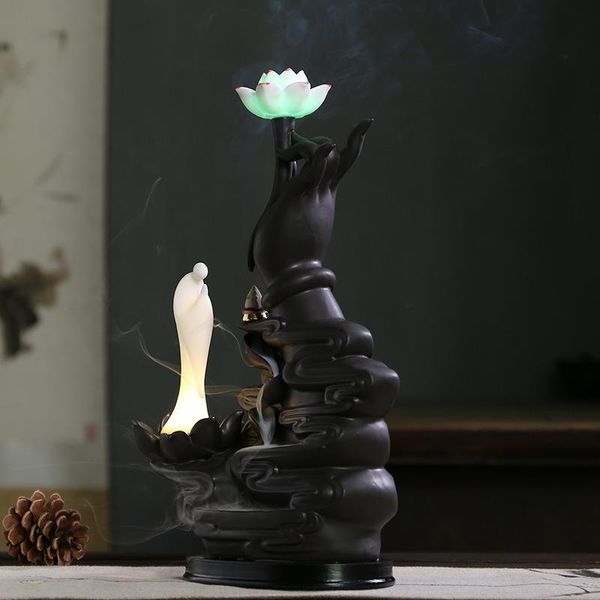 fragrance lamps buddha backflow incense burner led light smoke waterfall stick holder ceramic bergamot lotus zen ornaments handicrafts
fragrance lamps buddha backflow incense burner led light smoke waterfall stick holder ceramic bergamot lotus zen ornaments handicrafts