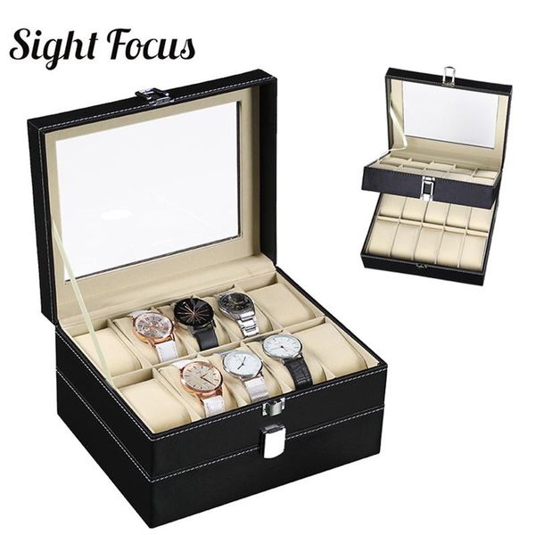 watch boxes & cases black pu leather 20 slot organizer box with removable pillow display storage case lock holder, Black;blue 
watch boxes & cases black pu leather 20 slot organizer box with removable pillow display storage case lock holder, Black;blue