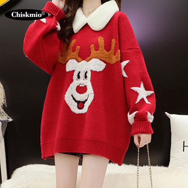 women's sweaters elk cartoon print plush sweater harajuku sweet christmas knitted oversized autumn red pullover xmas outside wear, White;black
women's sweaters elk cartoon print plush sweater harajuku sweet christmas knitted oversized autumn red pullover xmas outside wear, White;black