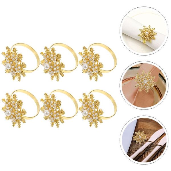 napkin rings 6pcs christmas buckles holders decors (golden)