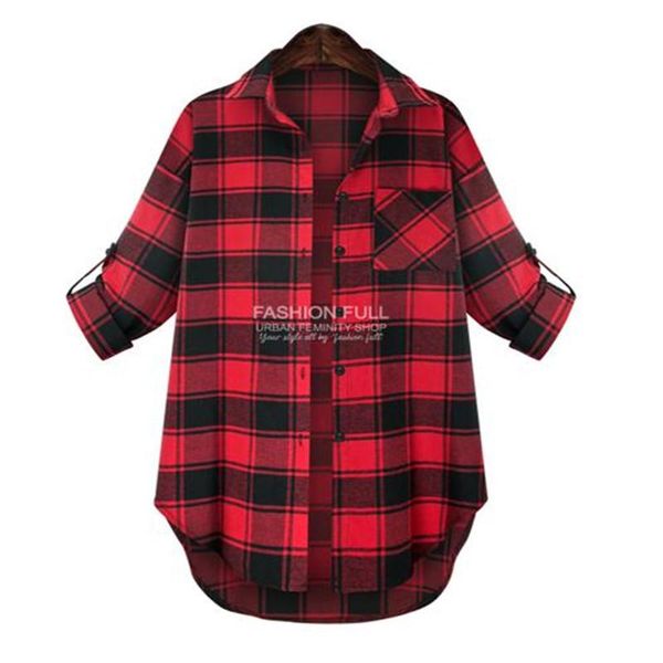women's blouses & shirts aumtumn winter women fashion brand plus size casual plaid long sleeve for large blouse, White
women's blouses & shirts aumtumn winter women fashion brand plus size casual plaid long sleeve for large blouse, White