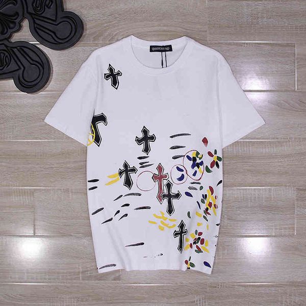 ins tide t-shirt men's and women's ch cro hand painted camouflage graffiti cross short cotton round neck half, White;black
ins tide t-shirt men's and women's ch cro hand painted camouflage graffiti cross short cotton round neck half, White;black