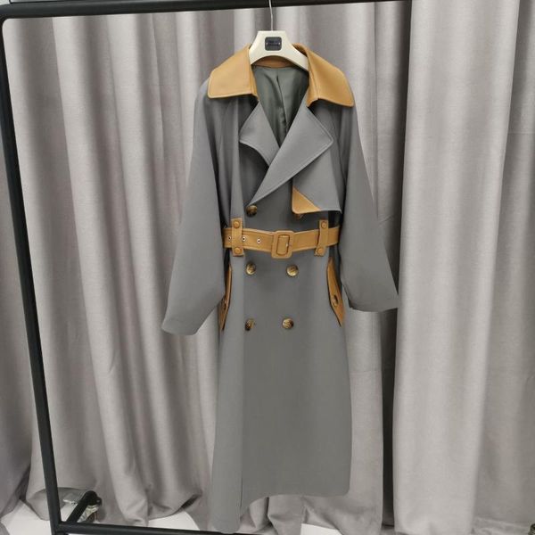 women's wool & blends style spring and autumn suit collar lengthened lace up waist slim double breasted korean vertical windbreaker coa, Black
women's wool & blends style spring and autumn suit collar lengthened lace up waist slim double breasted korean vertical windbreaker coa, Black