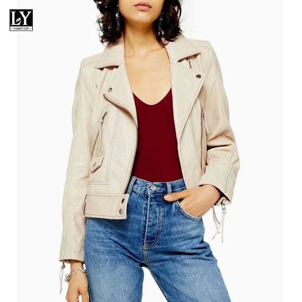 ly varey lin autumn faux leather jackets women moto biker turn down collar zippers ribbons pockets slim pu streetwear 210526, Black
ly varey lin autumn faux leather jackets women moto biker turn down collar zippers ribbons pockets slim pu streetwear 210526, Black