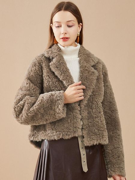 women's fur & faux lamb in one 2021 winter short sheep shearing loose fashion coat, Black
women's fur & faux lamb in one 2021 winter short sheep shearing loose fashion coat, Black