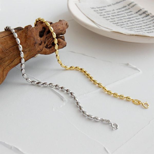 link, chain 925 sterling silver bracelet ins niche simple and exquisite oval bead olive personality wild, Black
link, chain 925 sterling silver bracelet ins niche simple and exquisite oval bead olive personality wild, Black