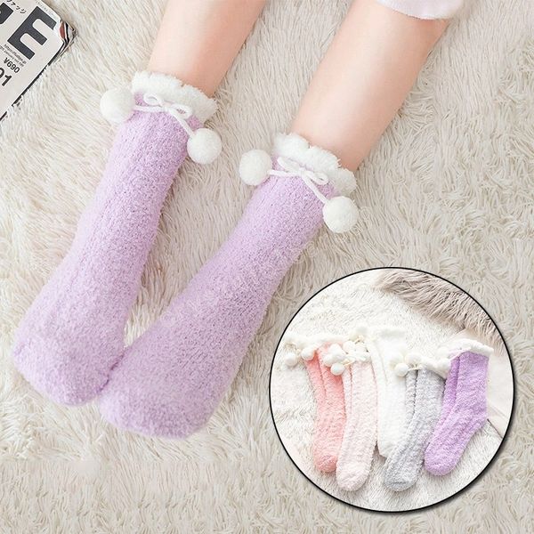 coral fleece socks female winter thick floor slippers socks with plush pompom warm lady cotton sleep casual socks, Pink;yellow
coral fleece socks female winter thick floor slippers socks with plush pompom warm lady cotton sleep casual socks, Pink;yellow