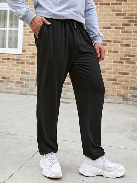 extended sizes men solid drawstring waist sweatpants g2lw#, Black
extended sizes men solid drawstring waist sweatpants g2lw#, Black
