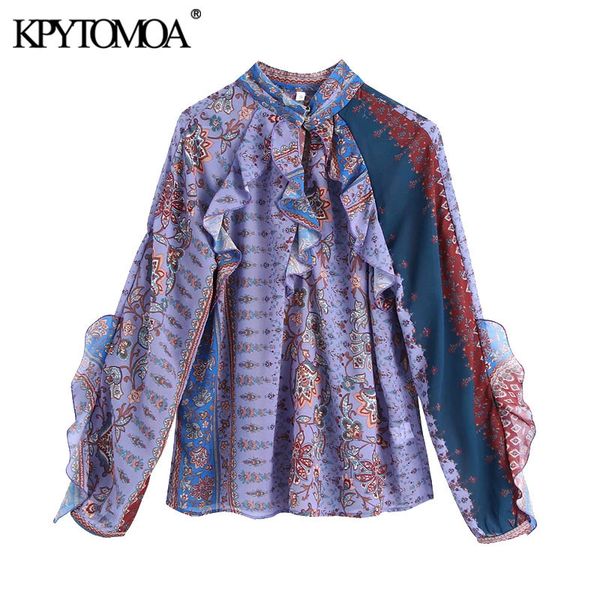 women fashion patchwork print ruffled loose blouses vintage high neck long sleeve female shirts chic 210416, White
women fashion patchwork print ruffled loose blouses vintage high neck long sleeve female shirts chic 210416, White