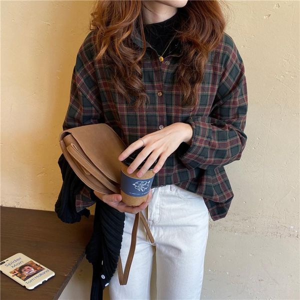 women's blouses & shirts chic casual plaid long sleeve shirt ulzzang japanese kawaii vintage female korean harajuku cute clothes for wo, White
women's blouses & shirts chic casual plaid long sleeve shirt ulzzang japanese kawaii vintage female korean harajuku cute clothes for wo, White