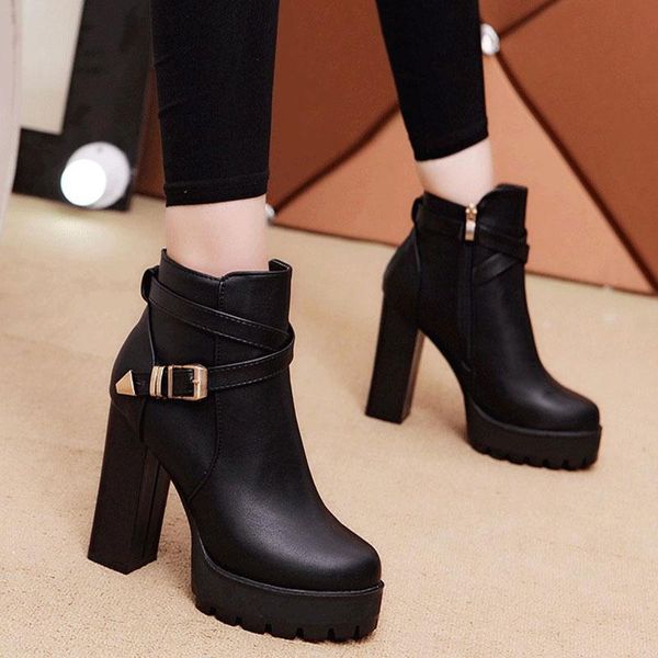 boots waterproof platform spring and autumn european american fashion temperament high-heeled ladies ankle boots., Black
boots waterproof platform spring and autumn european american fashion temperament high-heeled ladies ankle boots., Black