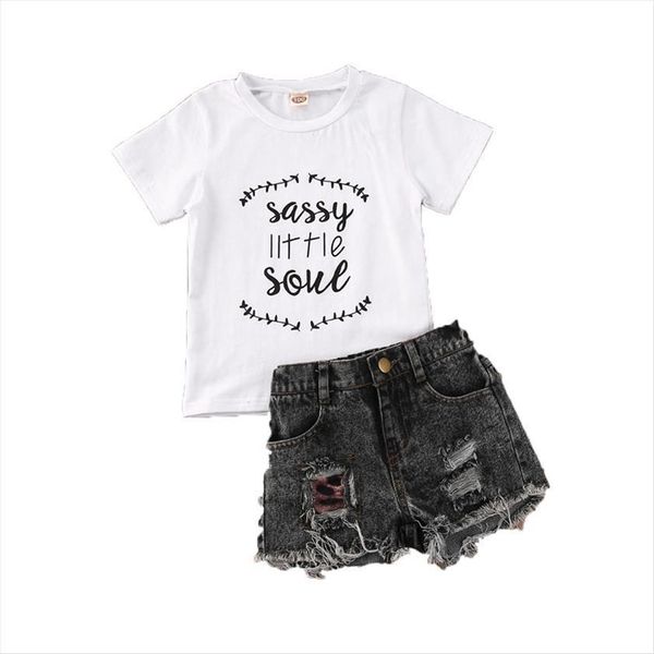 1 6y lovely infant baby girls clothes sets letter print short sleeve t shirts denim shorts 2pcs, White
1 6y lovely infant baby girls clothes sets letter print short sleeve t shirts denim shorts 2pcs, White