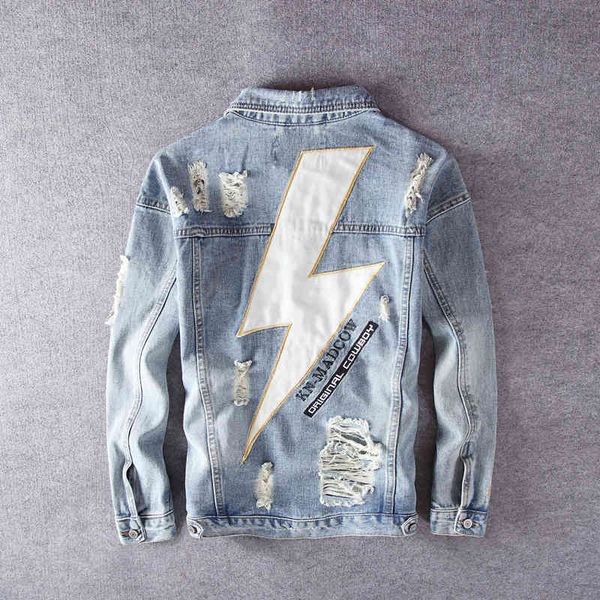 men's jackets fashion streetwear embroidery printed flash designer destroyed ripped hip hop denim cotton punk coats hhpn, Black;brown
men's jackets fashion streetwear embroidery printed flash designer destroyed ripped hip hop denim cotton punk coats hhpn, Black;brown