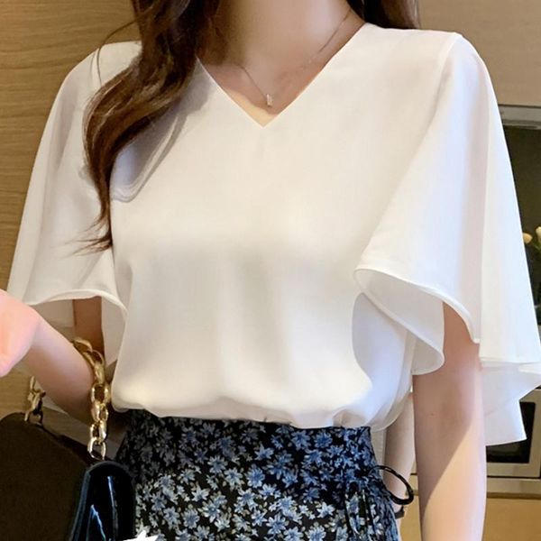 women's blouses & shirts blusas women white blouse short sleeve mujer de moda 2021 v-neck chiffon shirt e792
women's blouses & shirts blusas women white blouse short sleeve mujer de moda 2021 v-neck chiffon shirt e792
