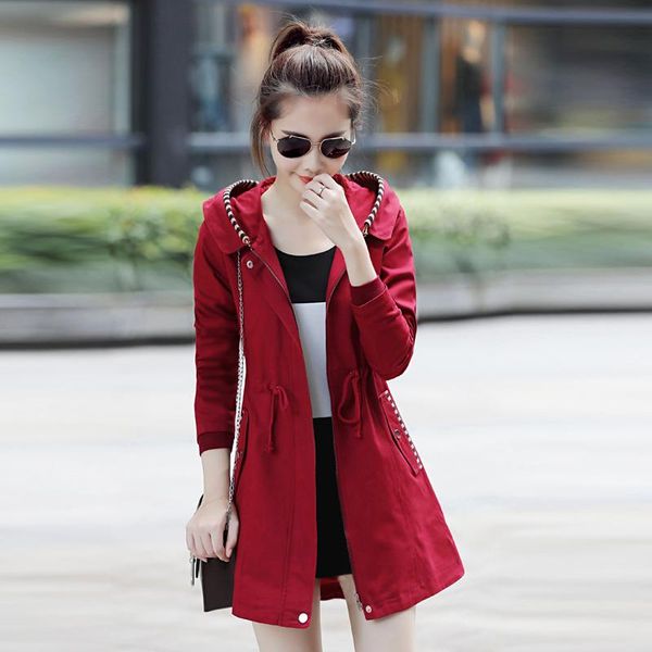 women's trench coats 2021 spring autumn slim hooded large size women windbreaker coat female re2296, Tan;black
women's trench coats 2021 spring autumn slim hooded large size women windbreaker coat female re2296, Tan;black