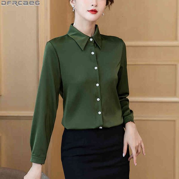 women's blouses & shirts 2021 solid elegant women shirt long sleeve spring summer femme satin imitated silk korean fashion of, White
women's blouses & shirts 2021 solid elegant women shirt long sleeve spring summer femme satin imitated silk korean fashion of, White