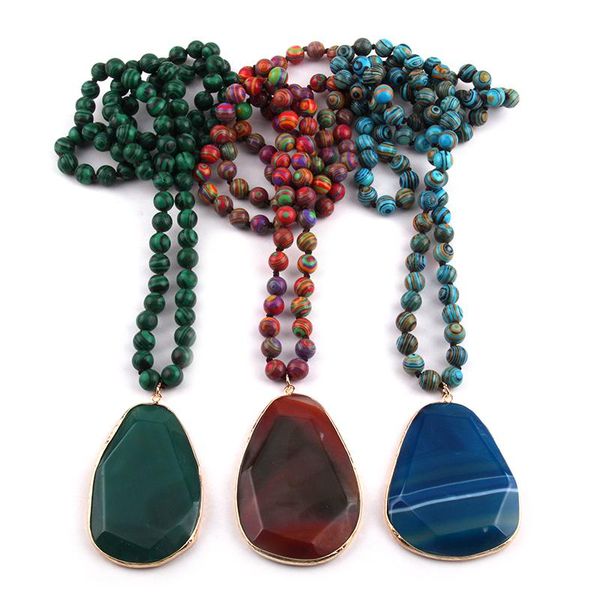 pendant necklaces fashion bohemian tribal jewelry natural stone knotted facet drop women ethnic necklace, Silver
pendant necklaces fashion bohemian tribal jewelry natural stone knotted facet drop women ethnic necklace, Silver