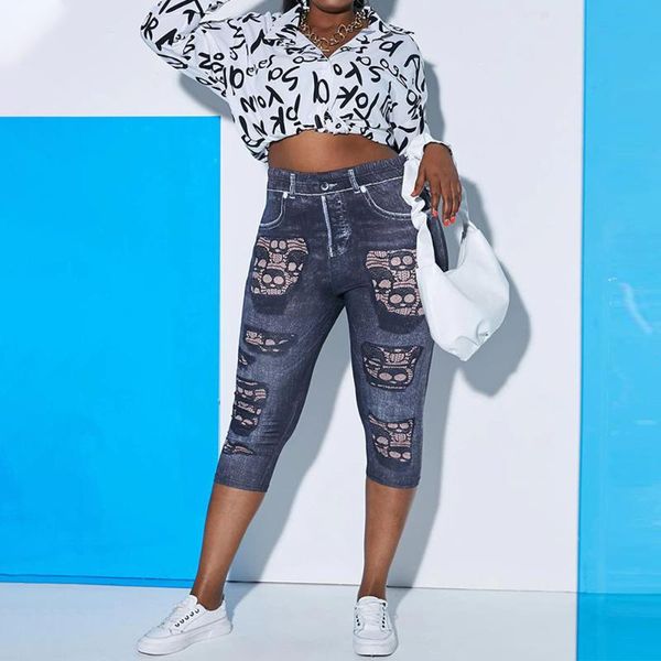 women plus size leggings skull print skinny elastic waist mid-calf pencil pants female summer casual streetwear bottoms d30 women's, Black
women plus size leggings skull print skinny elastic waist mid-calf pencil pants female summer casual streetwear bottoms d30 women's, Black