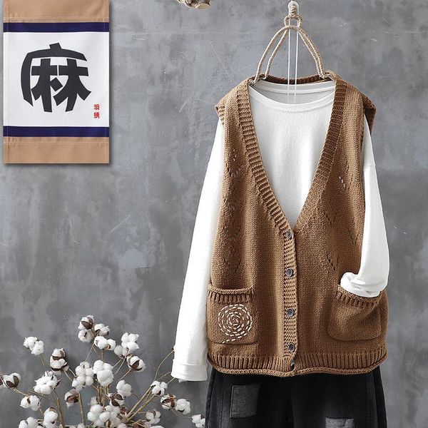 women's knits & tees 2021 fashion retro sleeveless v-neck knitted vest ladies spring and autumn western style casual jacket women, White
women's knits & tees 2021 fashion retro sleeveless v-neck knitted vest ladies spring and autumn western style casual jacket women, White
