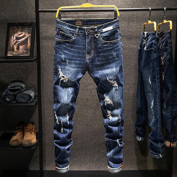 pure cotton korean version of all-match jeans men's ripped feet pants casual youth self-cultivation trend, Blue
pure cotton korean version of all-match jeans men's ripped feet pants casual youth self-cultivation trend, Blue