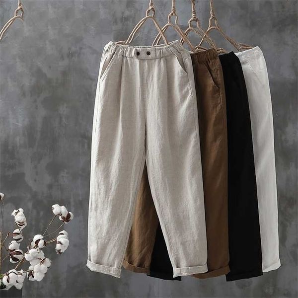 cotton linen pant spring summer ankle-length trousers female elastic waist casual loose solid harem plus size 211216, Black;white
cotton linen pant spring summer ankle-length trousers female elastic waist casual loose solid harem plus size 211216, Black;white