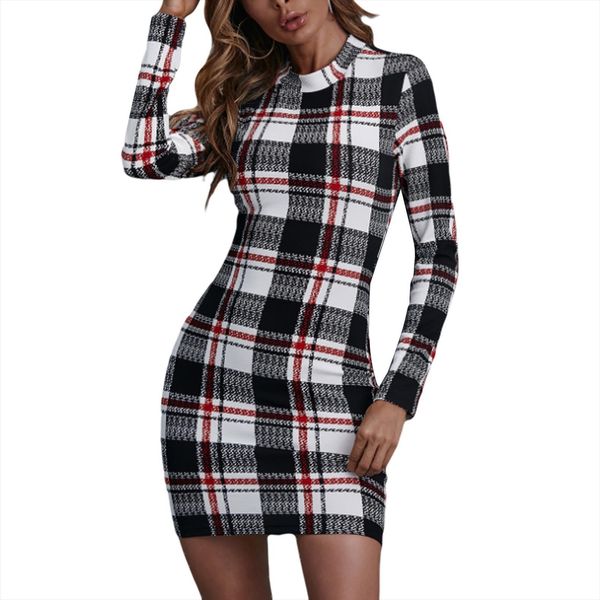 fashion plaid mini spring womens dresses bodycon long sleeve casual round neck package hip, Black;gray
fashion plaid mini spring womens dresses bodycon long sleeve casual round neck package hip, Black;gray
