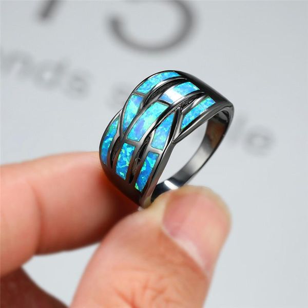 wedding rings fashion cross promise love engagement ring boho female blue fire opal stone vintage 14kt black gold for women, Slivery;golden
wedding rings fashion cross promise love engagement ring boho female blue fire opal stone vintage 14kt black gold for women, Slivery;golden