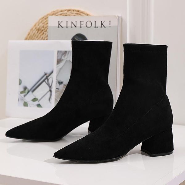 boots wed2021 thick heel women's short fall/winter decent nude internet thin mid-heel pointed single-leg elastic, Black
boots wed2021 thick heel women's short fall/winter decent nude internet thin mid-heel pointed single-leg elastic, Black