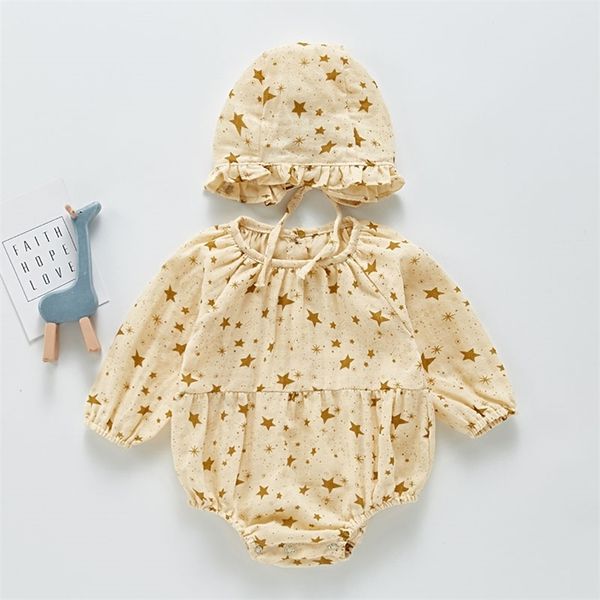 baby girl long sleeve rompers and hat spring kids star printing born clothes 210521, Blue
baby girl long sleeve rompers and hat spring kids star printing born clothes 210521, Blue