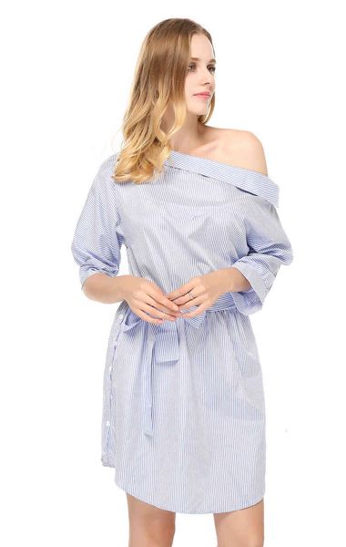 casual dresses women blue striped off shoulder half sleeve waistband summer party mini plus size vestido beach wrbe, Black;gray
casual dresses women blue striped off shoulder half sleeve waistband summer party mini plus size vestido beach wrbe, Black;gray