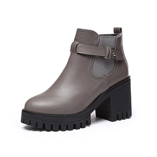 women high heel fashion boots slip-on zipper pu elastic ankle short, Black