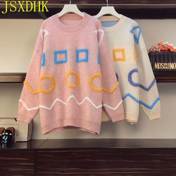 women's sweaters plus size loose fashion sweater women fall winter geometric patterns embroidery all-matching knitted pullover korean, White;black
women's sweaters plus size loose fashion sweater women fall winter geometric patterns embroidery all-matching knitted pullover korean, White;black