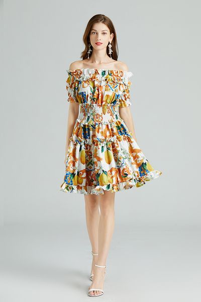 100% polyester women's lemon printing dress slash neck ruffly fashion summer dresses high elastic waist sliming vestidos, Black;gray
100% polyester women's lemon printing dress slash neck ruffly fashion summer dresses high elastic waist sliming vestidos, Black;gray