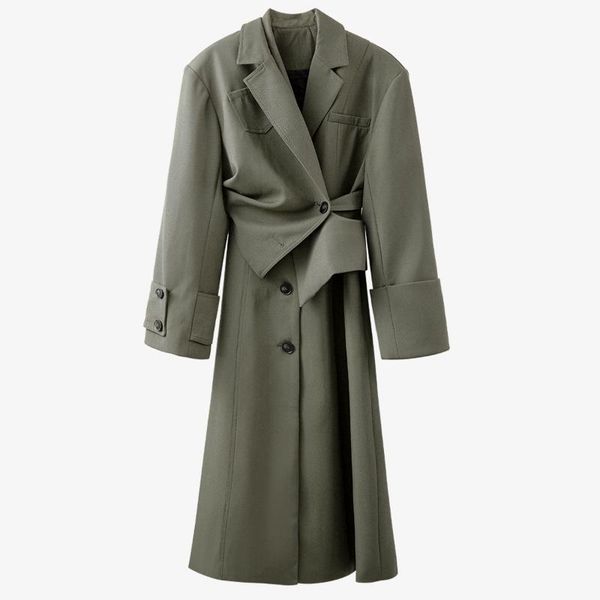 women's trench coats zcsmll solid color personality women coat turn-down collar long sleeve irregular waist korea loose female jacket 2, Tan;black
women's trench coats zcsmll solid color personality women coat turn-down collar long sleeve irregular waist korea loose female jacket 2, Tan;black