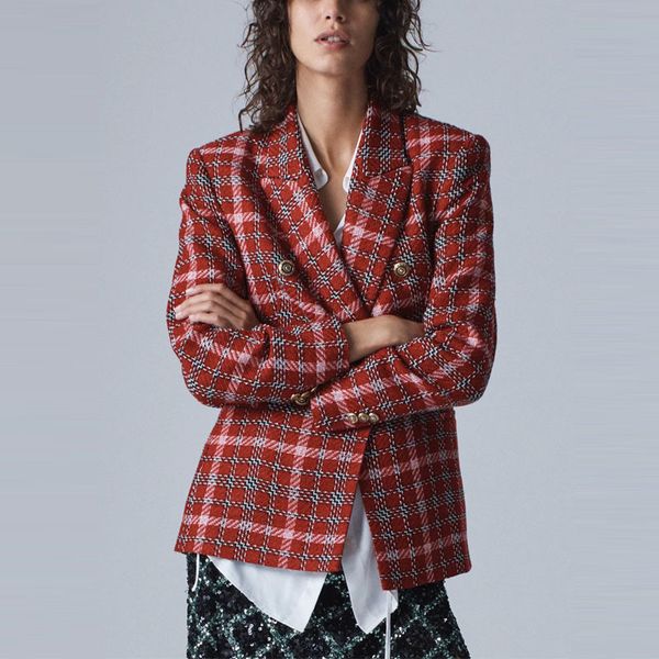 blazers plaid double breasted red blazer women long sleeve loose vintage check blazers coat woman chic autumn winter outwear top, White;black
blazers plaid double breasted red blazer women long sleeve loose vintage check blazers coat woman chic autumn winter outwear top, White;black